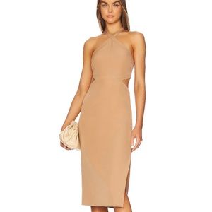 Bardot Amara Halter Midi Dress Beige XL